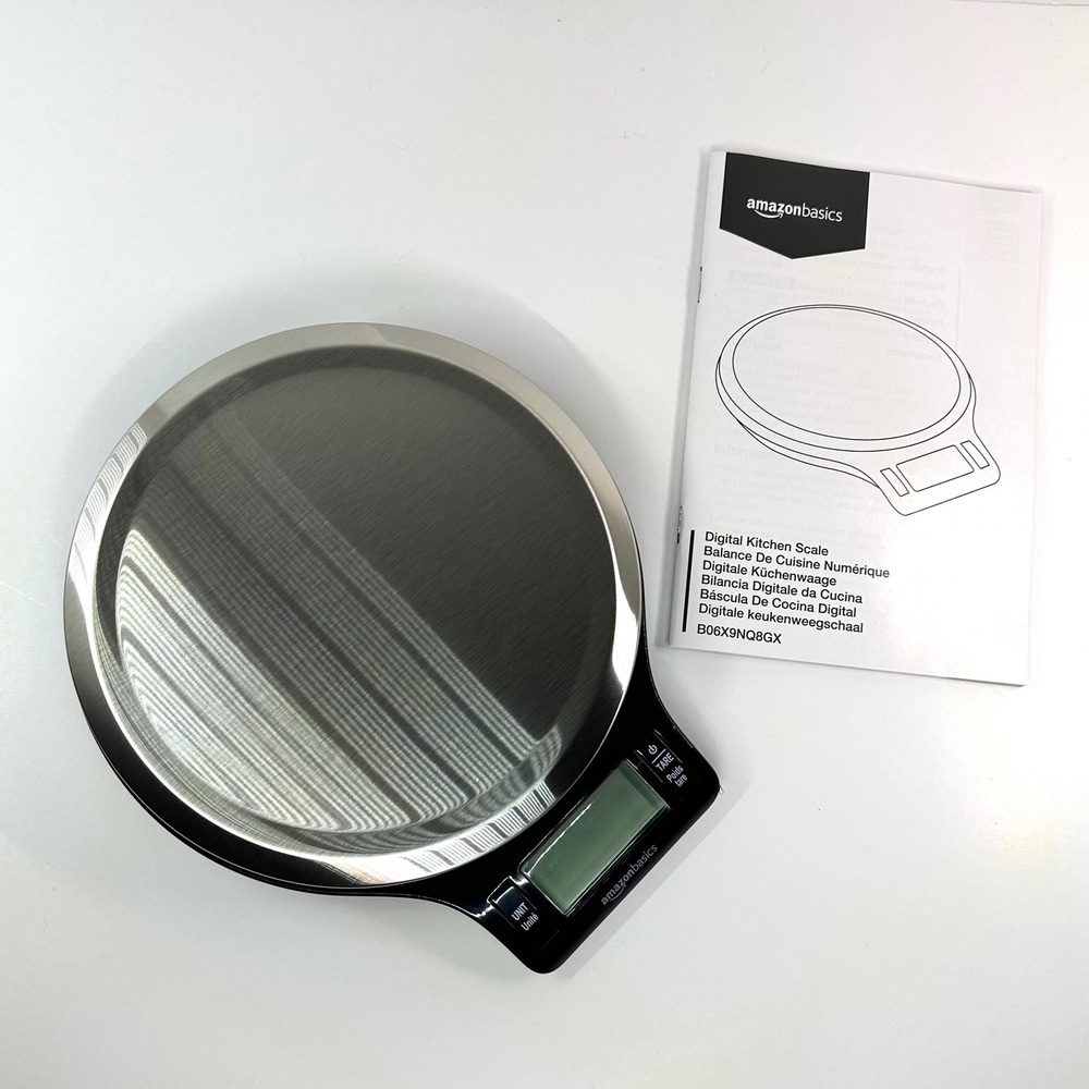 Amazon Basics Digital Kitchen Scale Stainless Steel B06X9NQ8GX Black New